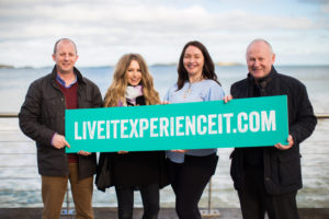 Left to Right: Fergus Mackey of North West 200, Sara O' Neill Éadach, Eleanor McGillie Director Live It Experience It, Mervyn Whyte MBE North West 200 ‘Live It Experience It’ is a cluster of tourism businesses working together to promote Northern Ireland through water, air and land based activities, food and drink and great places to stay.