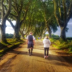 Mark Rodgers with a guest at The Dark Hedges - visit Northern Ireland - IMG-6300