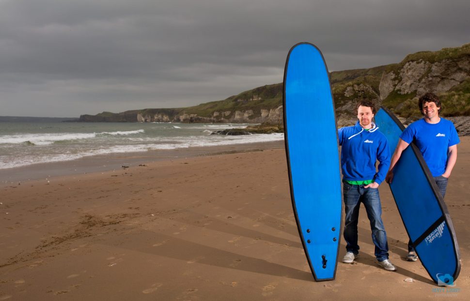Chris Martin and his brother Ricky Martin, right, of the Skunkworks Surfboard Co - JJ-5389