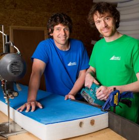 Ricky Martin, left, and his brother Chris, right, owners of The Skunkworks Surfboard Co - JJ-5345