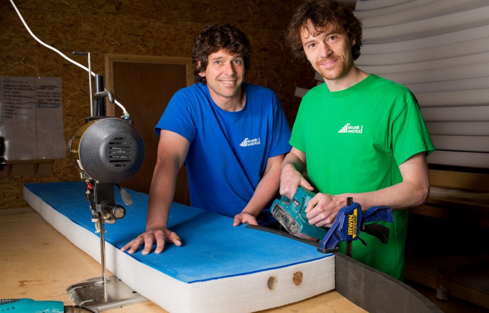 Ricky Martin, left, and his brother Chris, right, owners of The Skunkworks Surfboard Co - JJ-5345